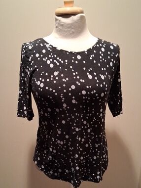 Apt. 9 Black Short-Sleeve Dot Print Top